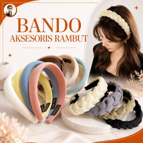 Bando Kain Busa Tebal Wanita Korea Headband Cloud Polos Bando Polos Empuk Aksesoris Rambut Wanita