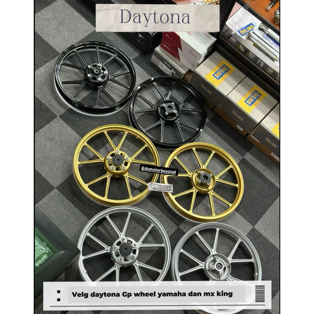 velg velk DAYTONA GPWHEEL GP WHEEL ORIGINAL MXKING JUPITER Z FIZR MX KING F1ZR RX king warna hitam g