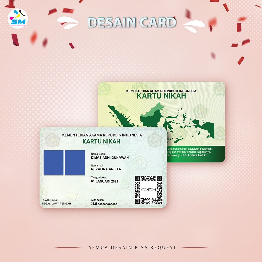 KARTU WEDDING CARD PERNIKAHAN 2 SISI BAHAN PVC ID CARD TEBAL TAHAN AIR DAN TAHAN