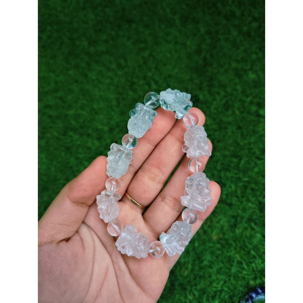 Natural Crystal Clear Quartz Carving Tun Jin Shou (Beads14+Mm)