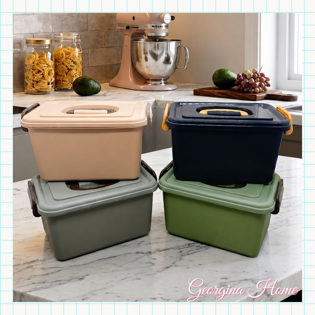 Container Serbaguna Box Container Amanda Plastik Hitam Box Kontainer Mini Storage Box 8L Plastik