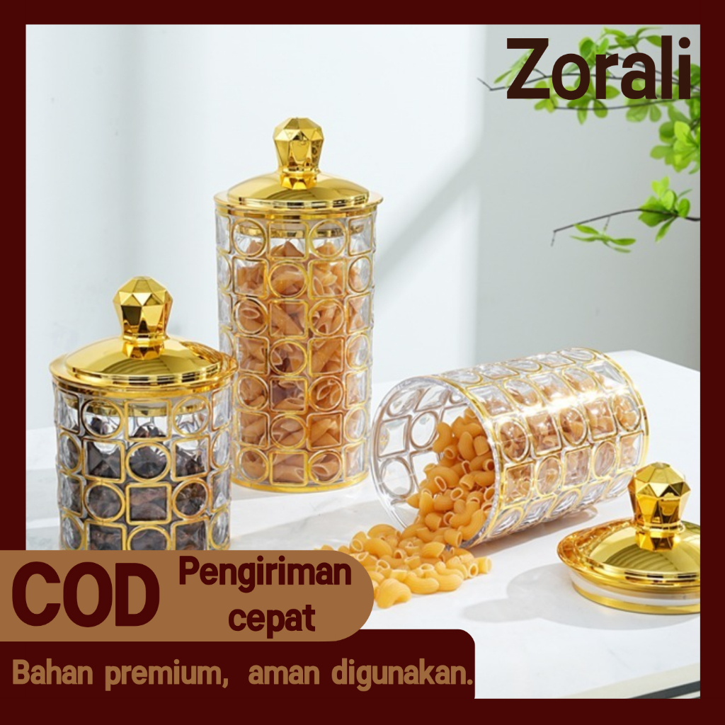 Wadah penyimpanan transparan, akrilik berkualitas makanan, kedap udara.