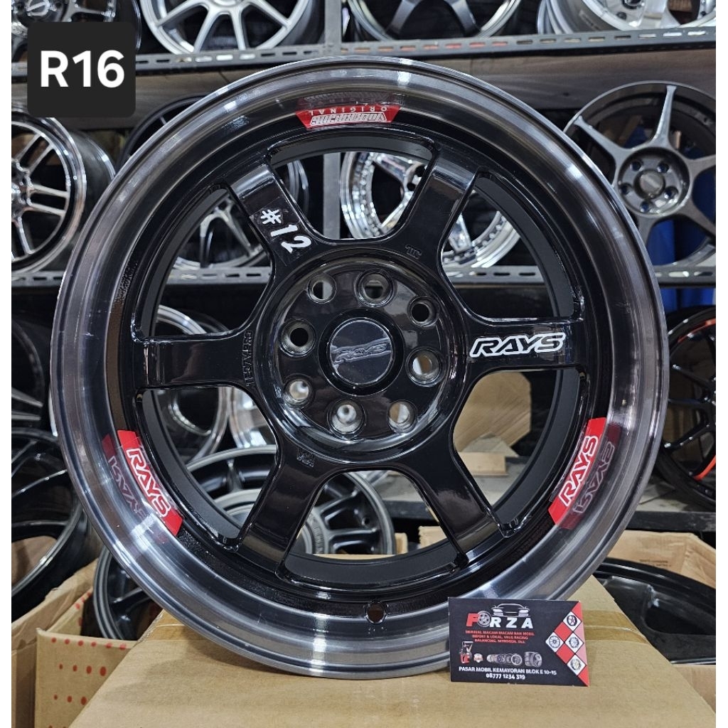 Velg RH1001A TE37 Vpro R16 PCD4x100/114.3 Gloss Black lip Coating. Lebar 7 ET 42