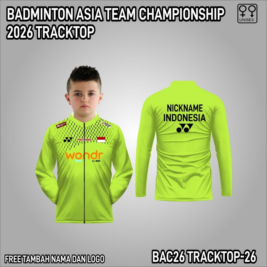 Jersey jaket tracktop anak badminton asia champion 026 free custom