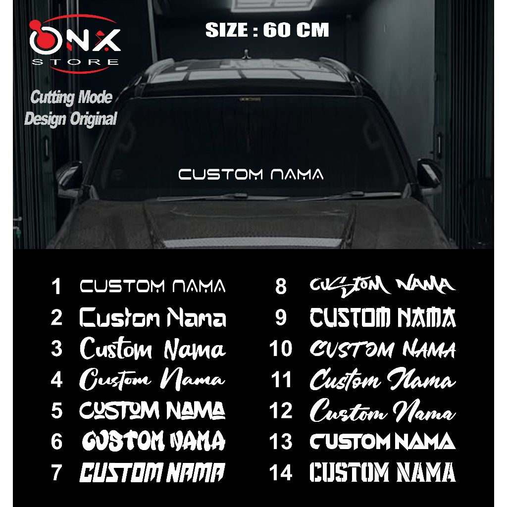 Stiker Mobil Custom Nama Cutting Sticker Tahan Air dan Panas