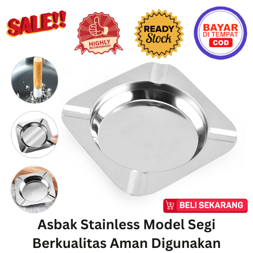 [BISA COD] PROMO Asbak Stainless Model Segi Berkualitas Aman Digunakan Asbak Kotak Asbak Rokok Tempa