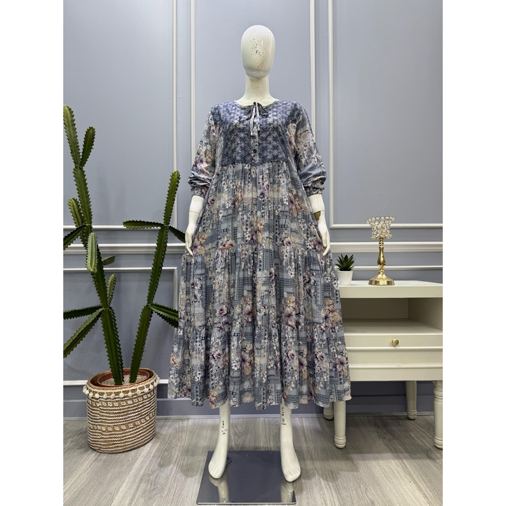 Midi dress salvina.ys ori motif bunga tile