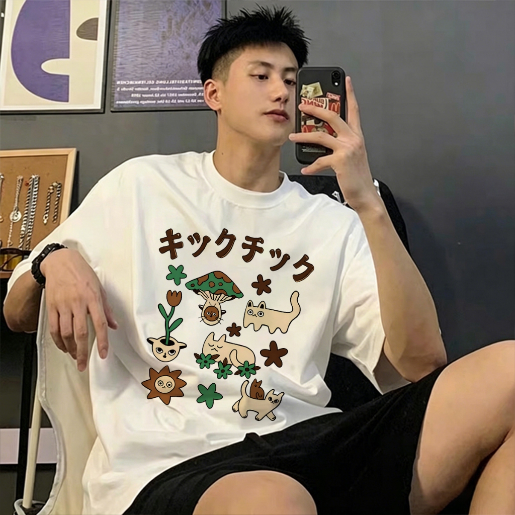 20S 100% Cotton Original T-shirt Baju Cowok Kaos Oversize Atasan Pria Terbaru Kekinian Trend Casual 