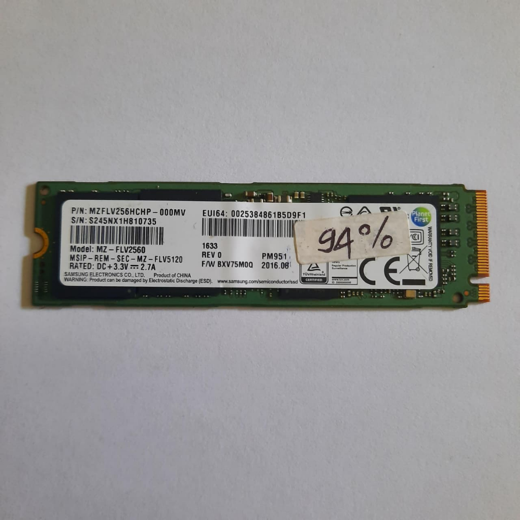 SSD M2 NVME SAMSUNG 256GB ORIGINAL SECOND M.2 SENTINEL 94%