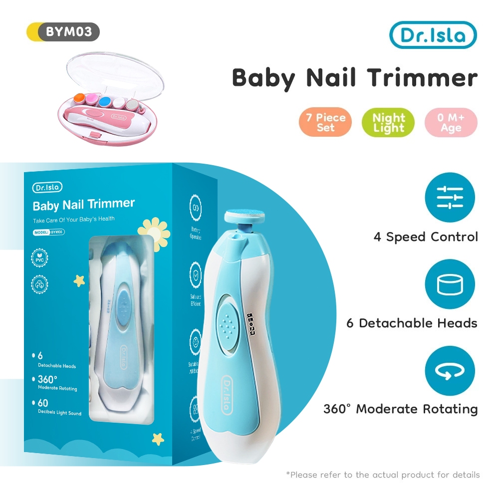 DR.ISLA Gunting kuku bayi elektrik Fungsi lampu LED Baby Nail Trimmer Perlengkapan bayi Penyesuaian 