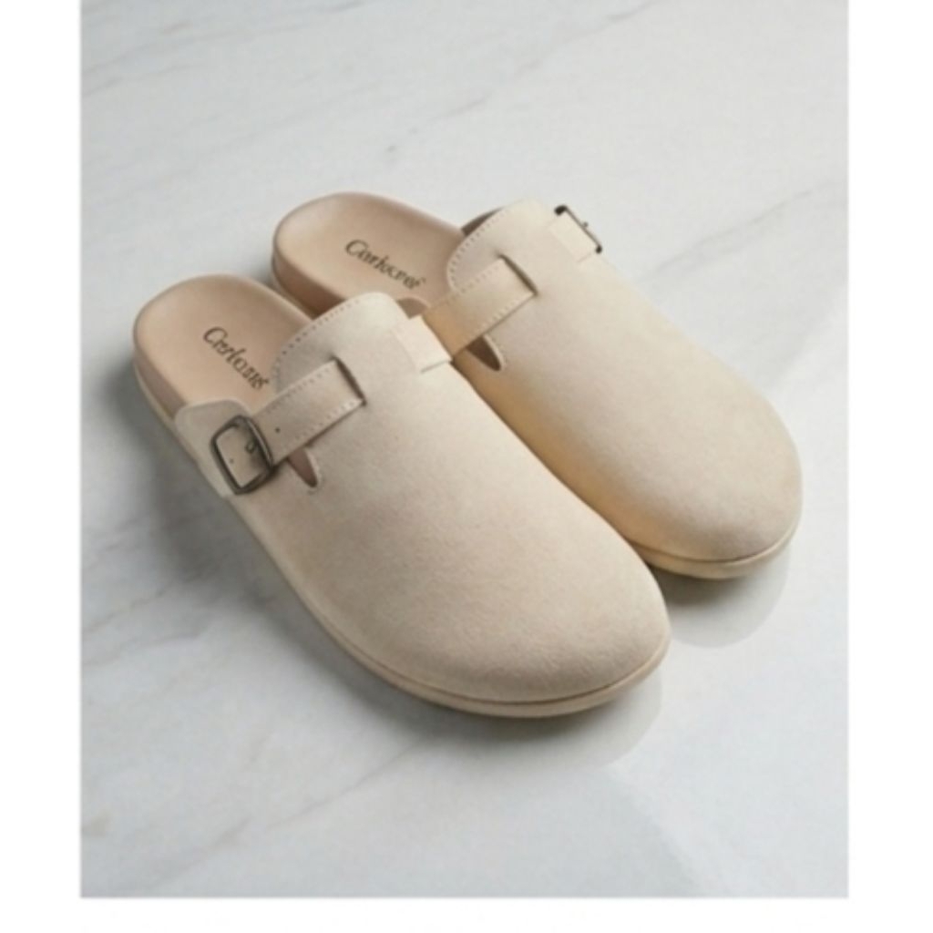 sandal sepatu wanita Corleone~ bahan swed ivory
