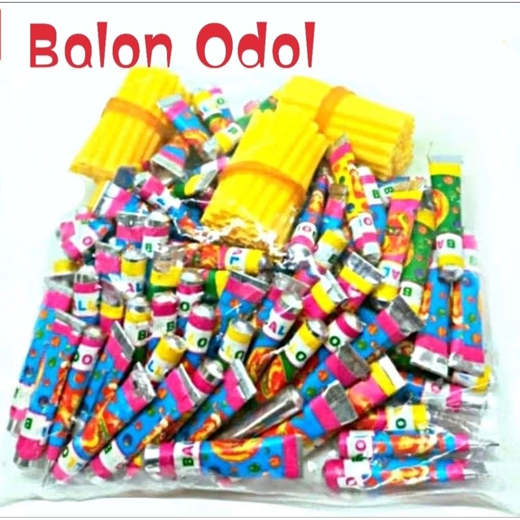 Balon Tiup/ Balon Odol/ Balon Jadul dengan Sedotan, Mainan Anak Era 90an