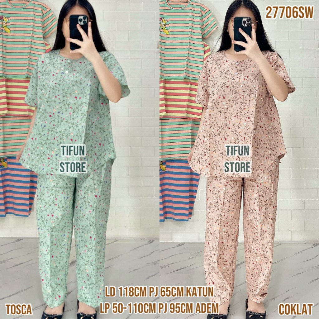 Baju Tidur Merlin CP  XL Jumbo Setelan Katun Motif karakter  - Bahan Katun Premium