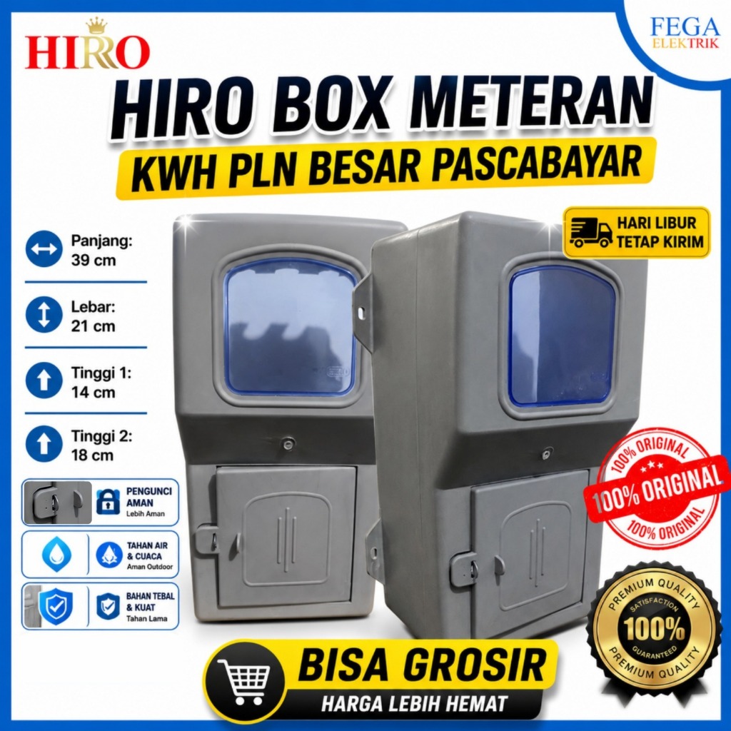 HIRO Box Meteran KWH PLN Besar Pascabayar  Box KWH Listrik Outdoor 1 & 3 Phase Bisa Dikunci