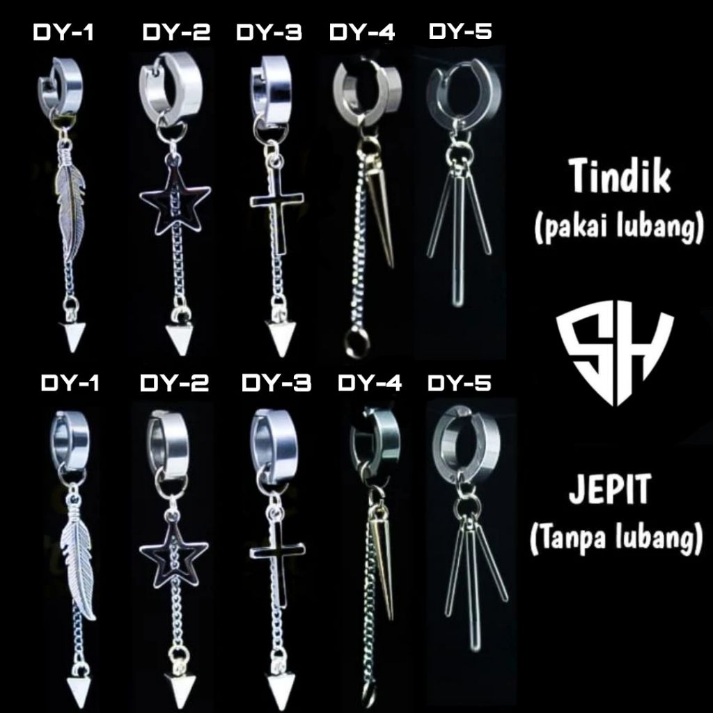 anting gantung anting korea jepit tindik pria wanita anting stainless steel