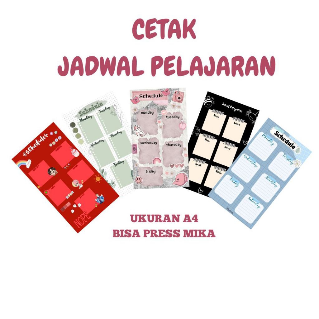 CETAK JADWAL PELAJARAN + PRESS MIKA