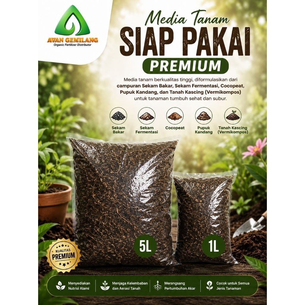 Media tanam premium lengkap siap pakai 5L (2500g)