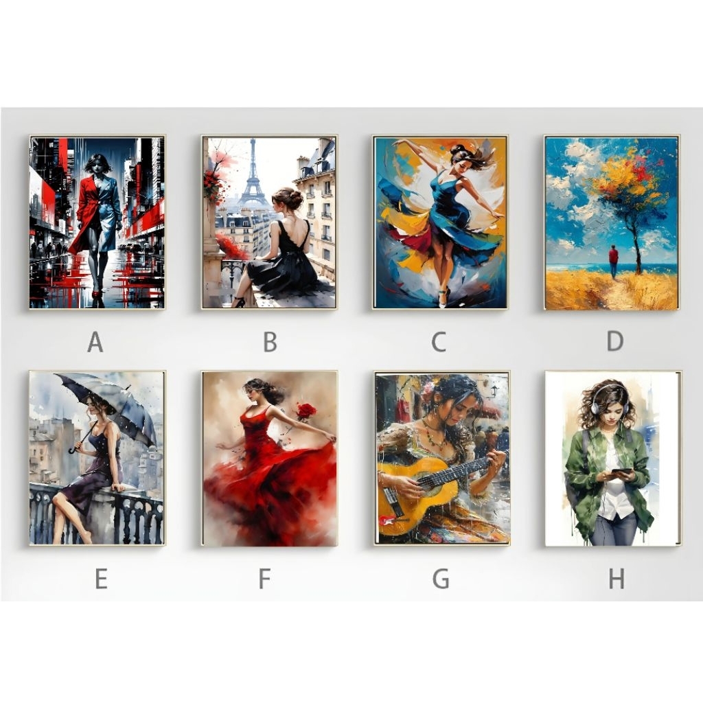 Hiasan dinding poster abstrak ukuran 20x30, Dekorasi dinding aesthetic motif lukisan, Hiasan dinding