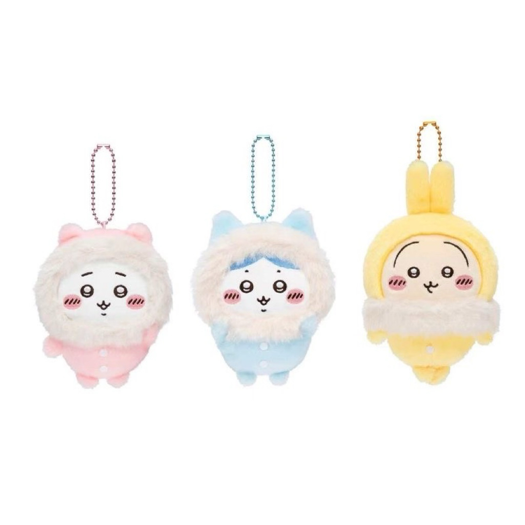 Chiikawa Hachiware Usagi Eskimo Winter Cold Jaket berbulu Boneka Plushies Keychain