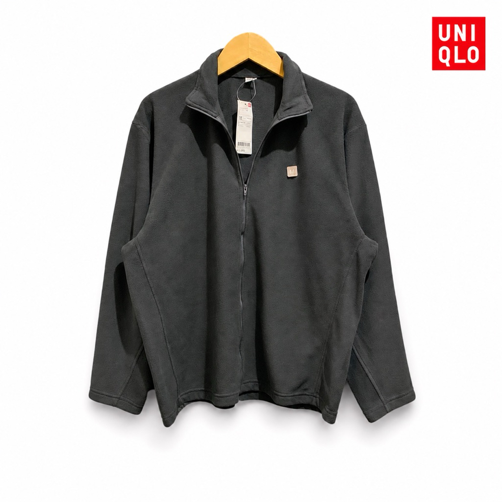 Jacket Casual Ziper Tracktop Uniqlo Fleece Polar Tech Dark Grey Original BNWT