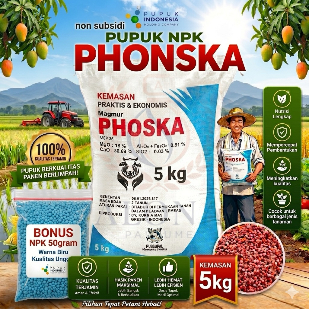 Pupuk PHONSKA Kemasan 5 kg, Pupuk NPK PHONSKA, Pupuk NPK PHOSKA