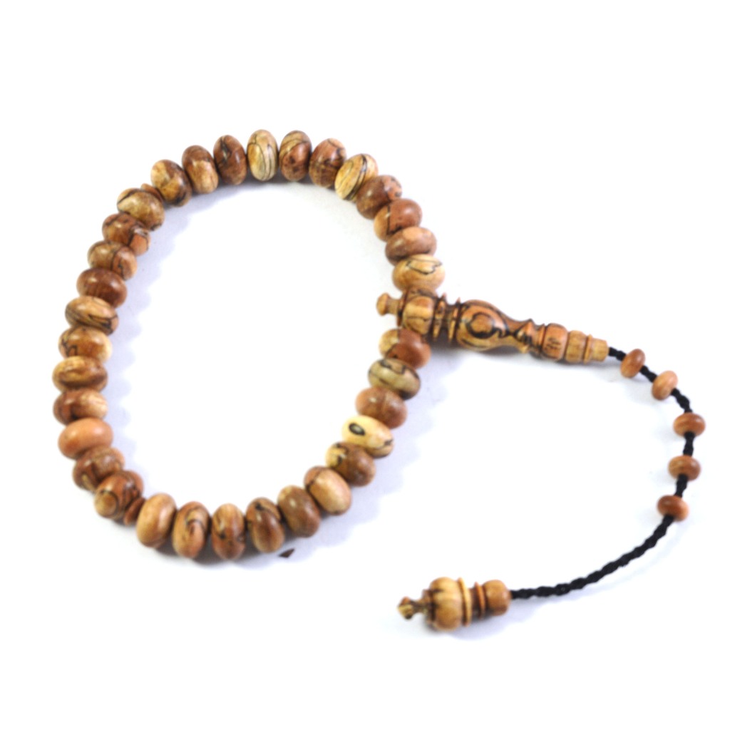 Indah craft-Tasbih 33 butir Kayu Nagasari Mati ngurak alami bulat pipih