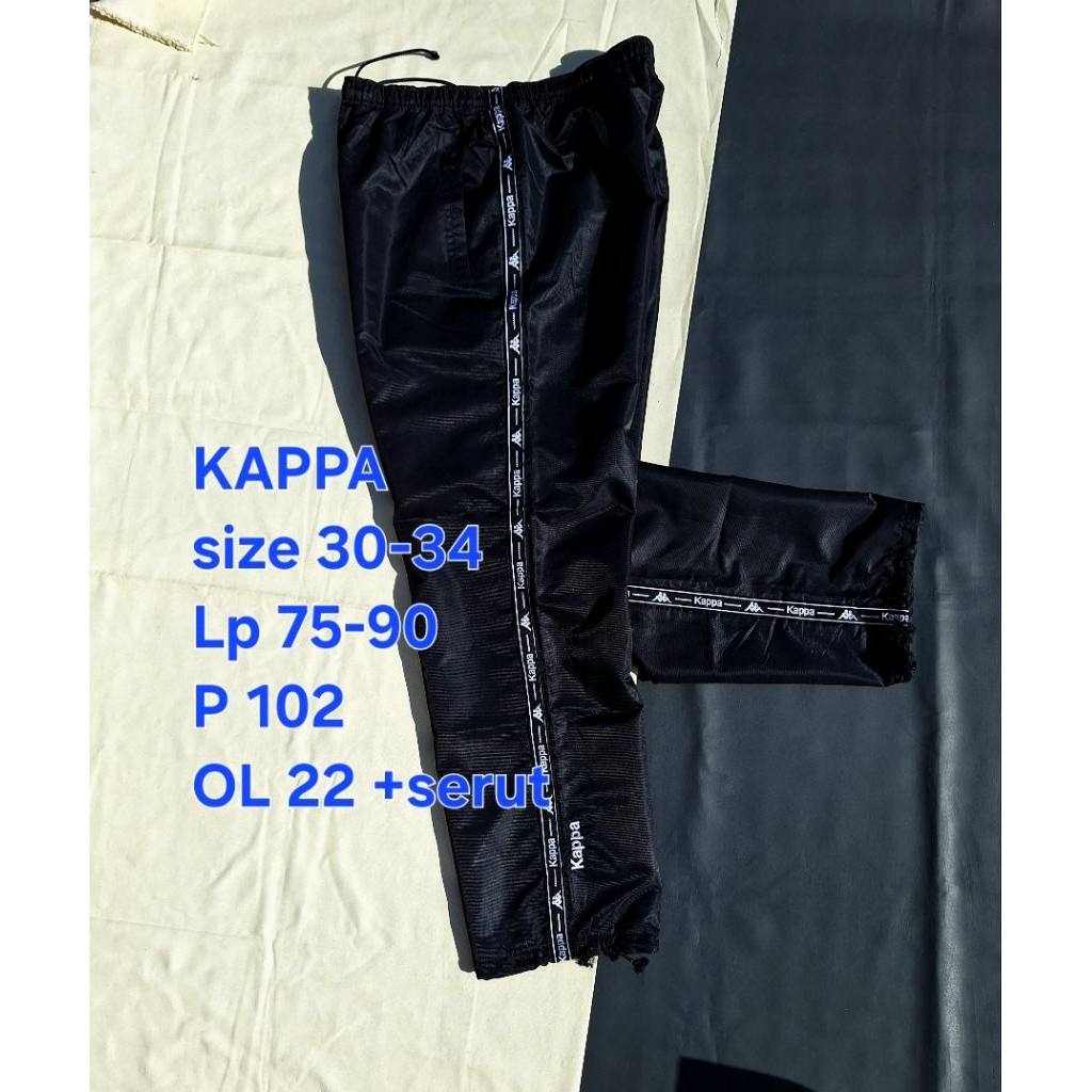 Celana KAPPA Tapped Trackpants Hitam Training Taped Nylon Parasut Olahraga Sport Runing Lari Joging 