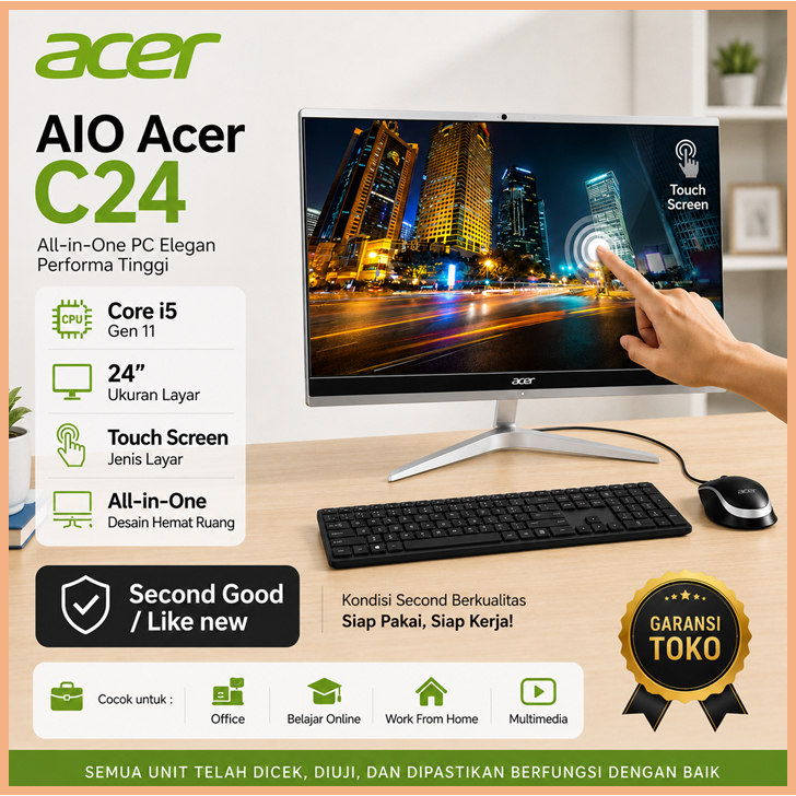 [ Like New / Second Good ] All In One PC (AIO) Acer Aspire C24 Core i5 Gen 11 | 16GB DDR4 | SSD 512G