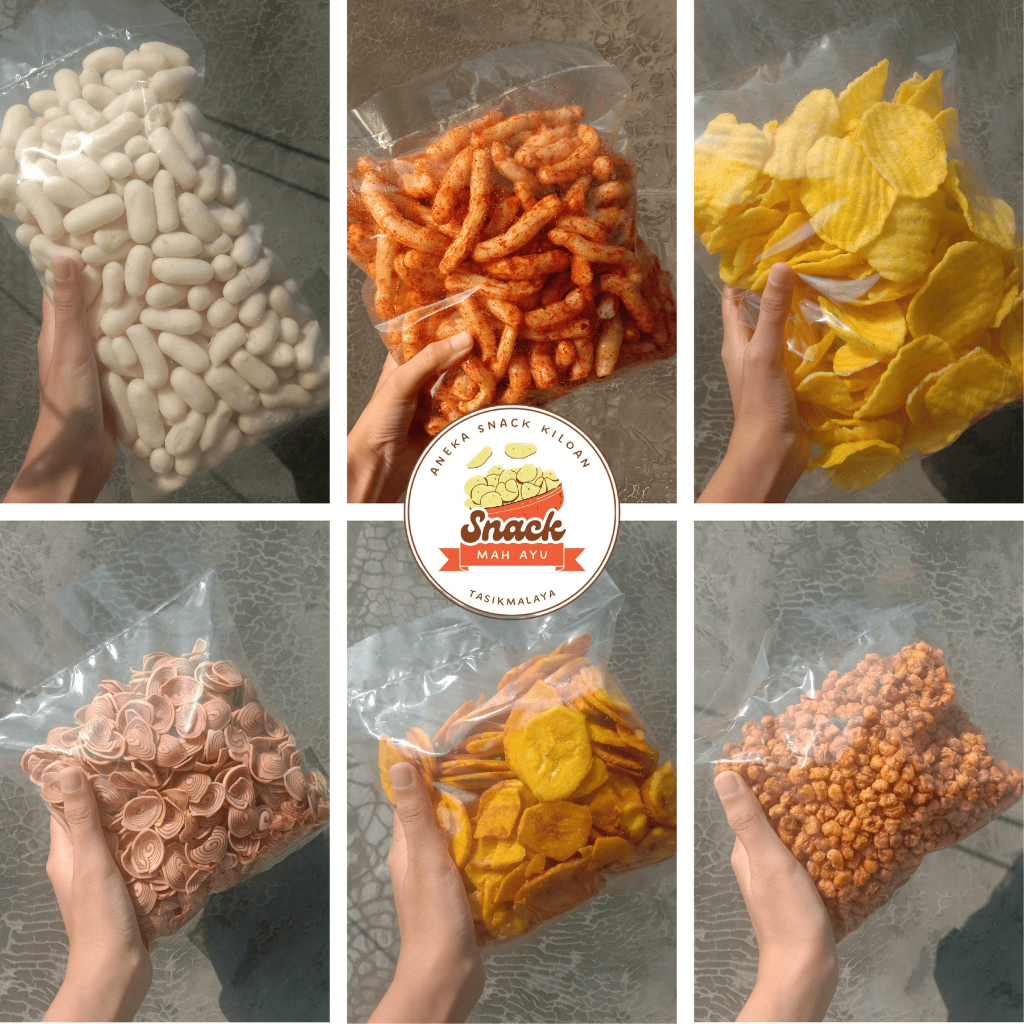 Snack Mah Ayu | Aneka snack kiloan serba 250 gr | Pilus lonjong Gurilem Poco-poco keripik kentang Ku