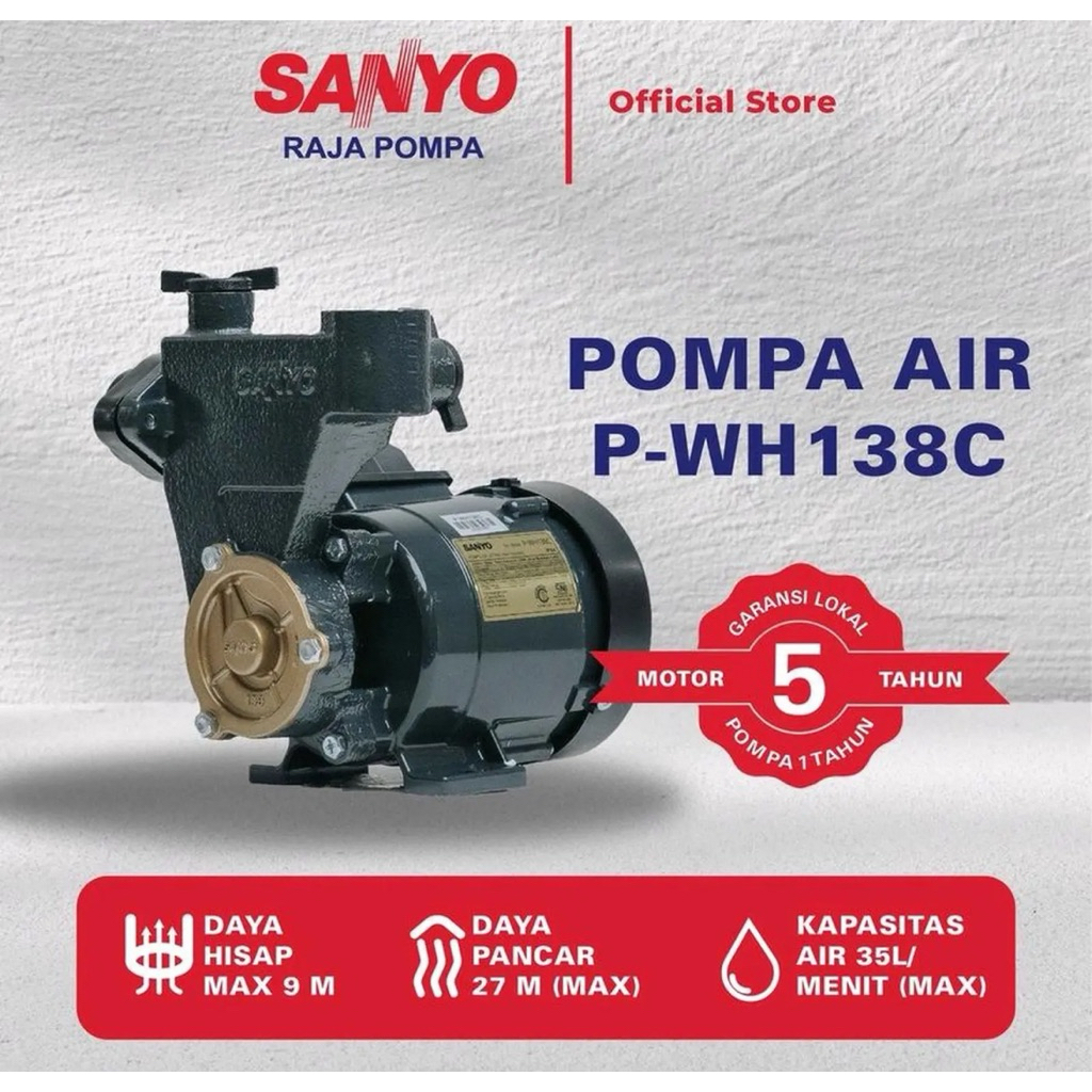 POMPA AIR SANYO 138 C - POMPA AIR SANYO NON OTOMATIS - MESIN AIR SANYO 137C - POMPA BANYU SANYO