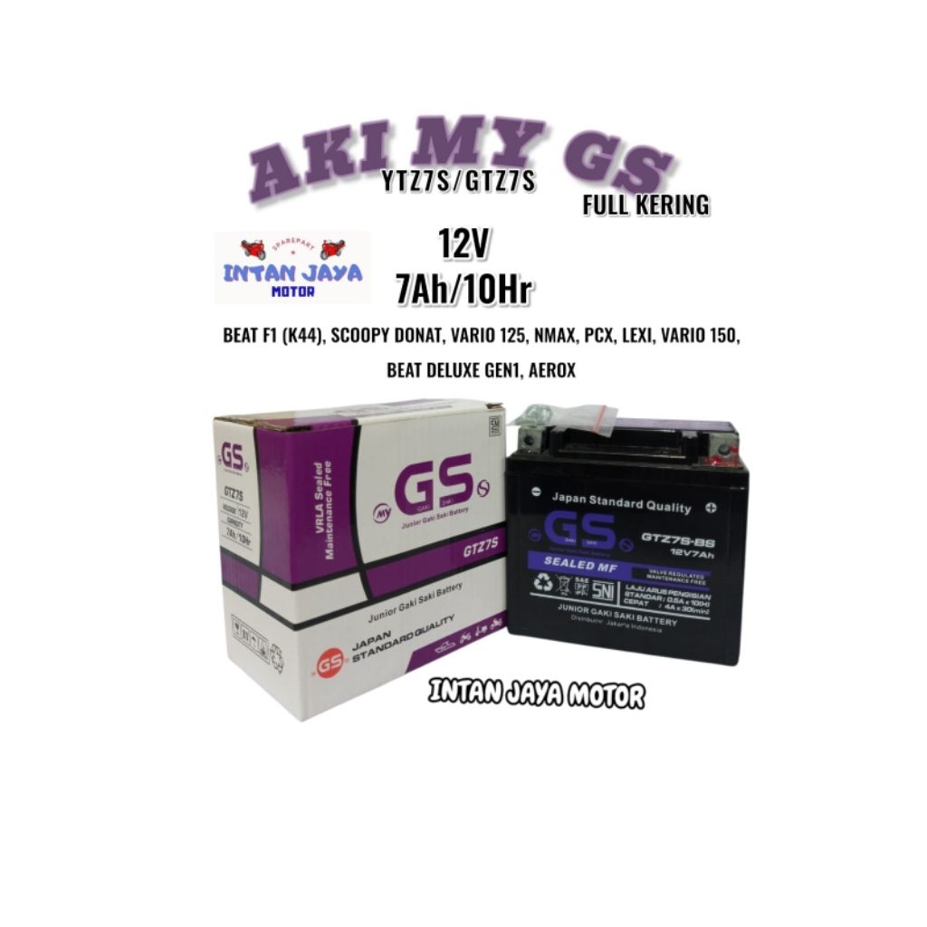 1 pcs AKI MY GS GTZ7S / YTZ7S 12V 7AH/10HR FULL KERING AKI MOTOR BEAT FI K44 / SCOOPY / VARIO 125 / 