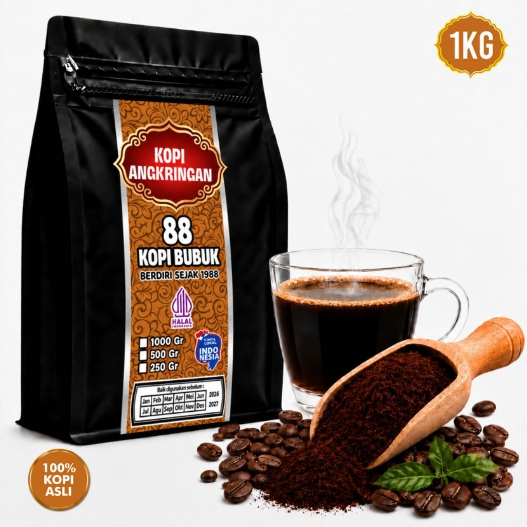 Kopi bubuk angkringan 100% robusta murni pahit 1kg aroma nikmat murah cocok untuk usaha angkringan |