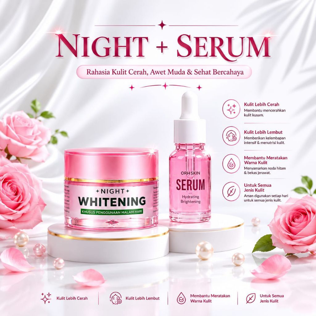 Night Cream Platinum ORH BPOM & Original NC Whitening Ektra ( Mencerahkan Dalam 2 Minggu) Cocok Untu