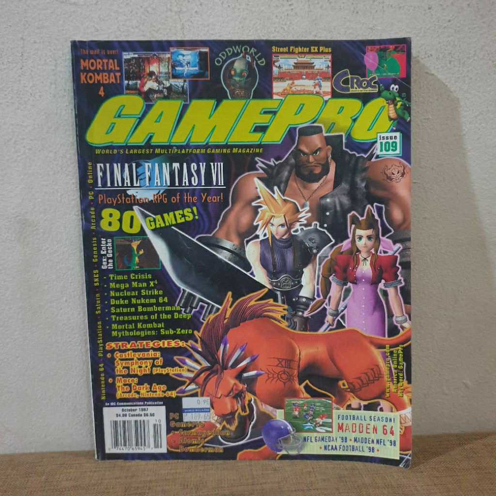 Majalah Game Vintage Import Game Pro October 1997 Cover Final Fantasy VII