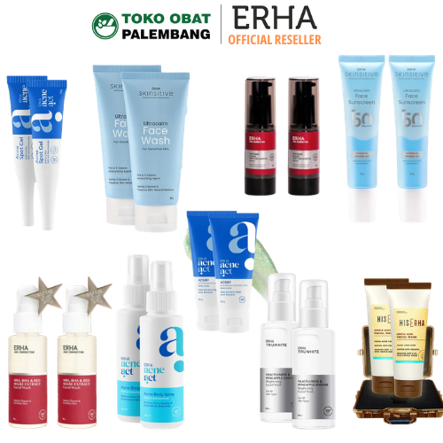 ERHA TWIN FLAME SERIES BUNDLING 2PCS ACNEACT ACSBP SPOT GEL BODY SPRAY TRUWHITE FACIAL WASH SABUN MU