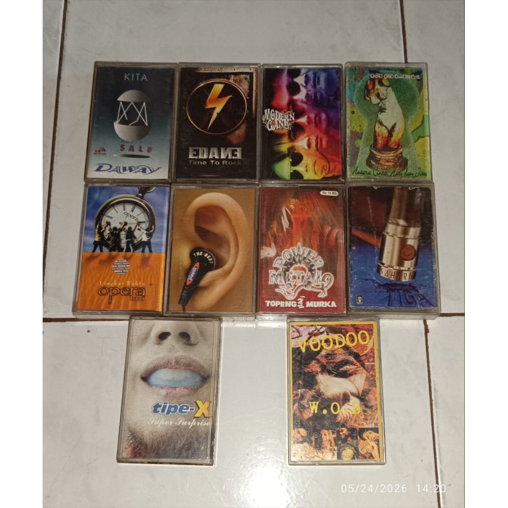 kaset DAWAY-Kita / EDANE-Time To Rock / MODERN GANK / MOLEK-Antara Cinta, Hati dan Jiwa / OPERA-Ling