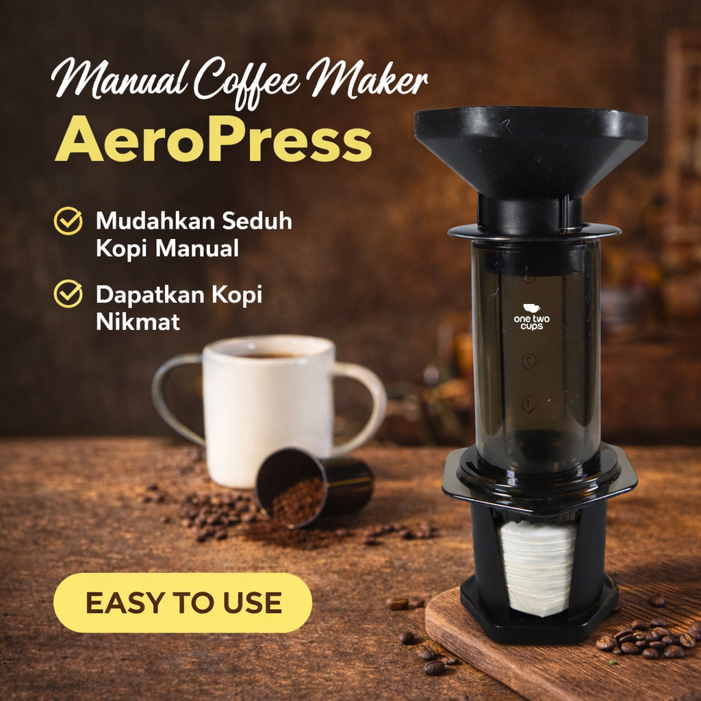 Pembuat Kopi Manual Hand Press AeroPress Espresso Maker - T35066 - Brown