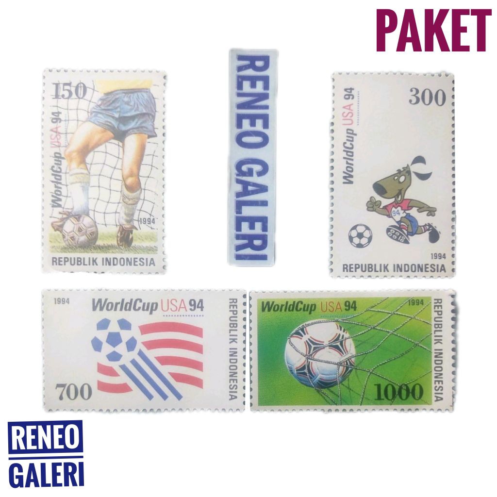 Paket 4 Variasi Prangko Seri World Cup USA Tahun 1994 Indonesia Set lengkap Perangko Piala Dunia Ame