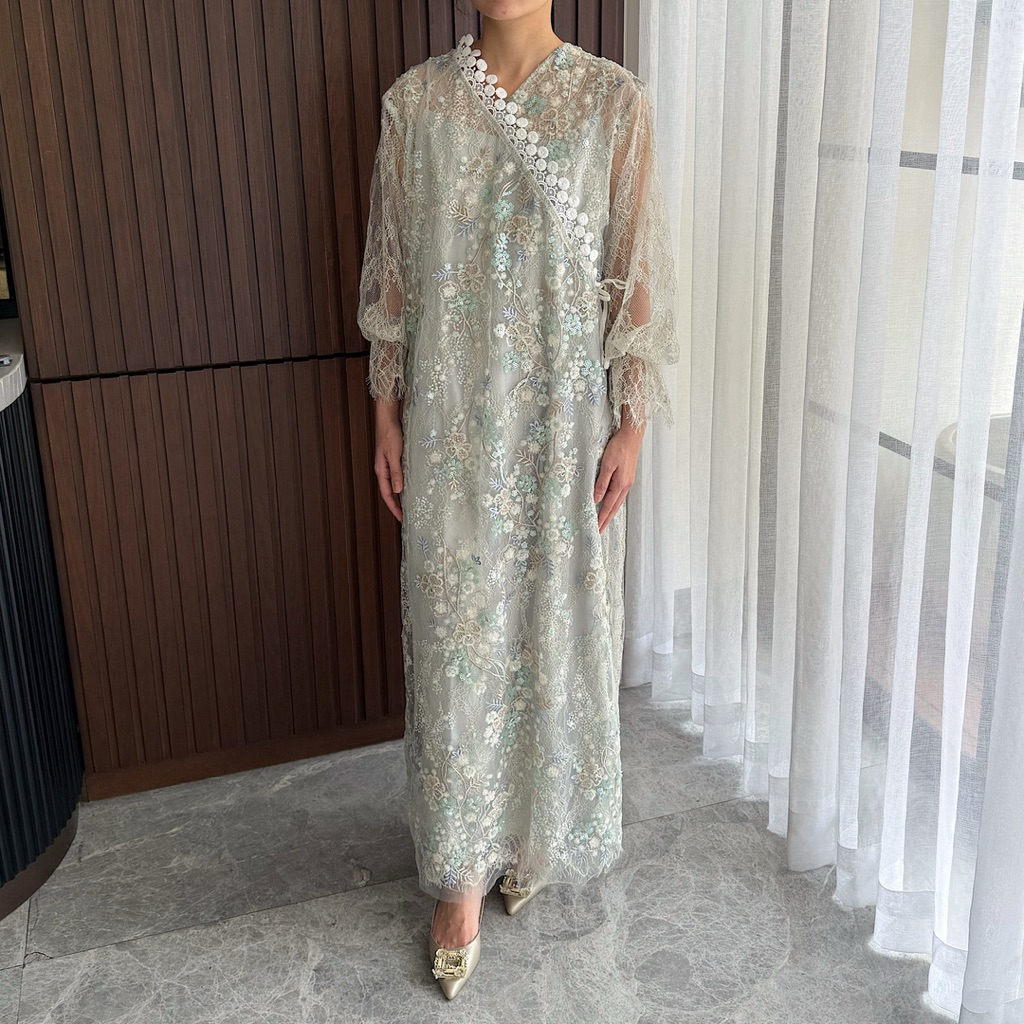 KINA ATELIER - Flowery Dress in sage