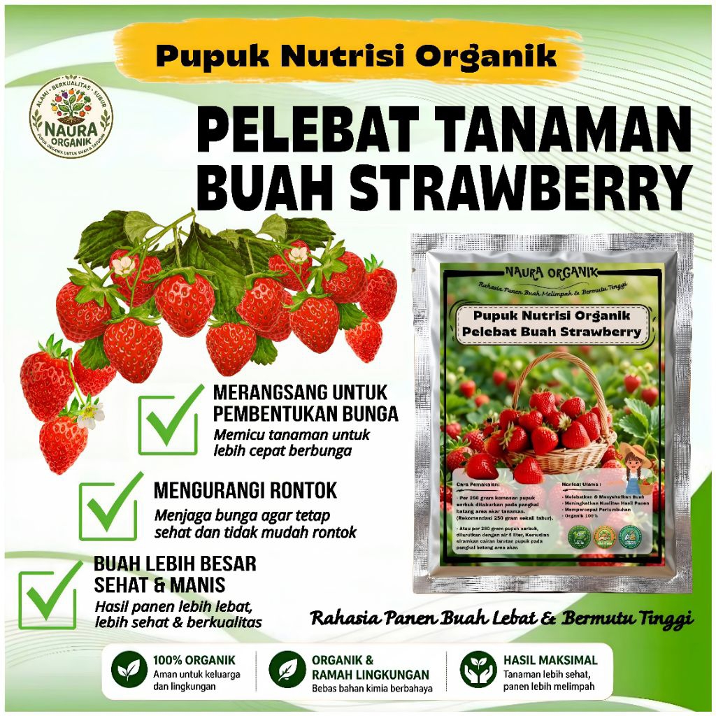 Pupuk Buah Strawberry Booster Buah Strawberry Pelebat Buah Strawberry isi 250gram