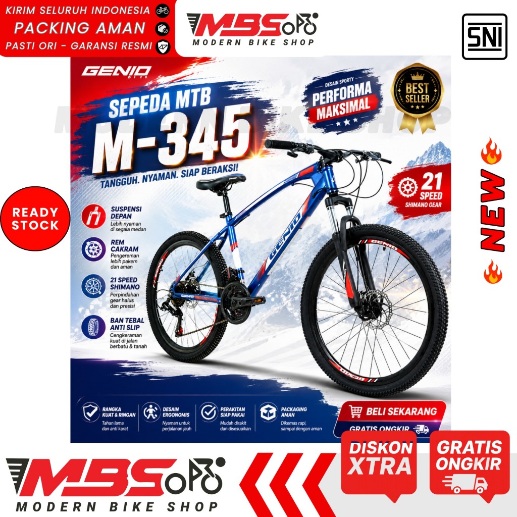 [PROMO] SEPEDA GUNUNG DEWASA 27.5 INCH GENIO M345 M 542 MTB STEEL FRAME 21 SPEED
