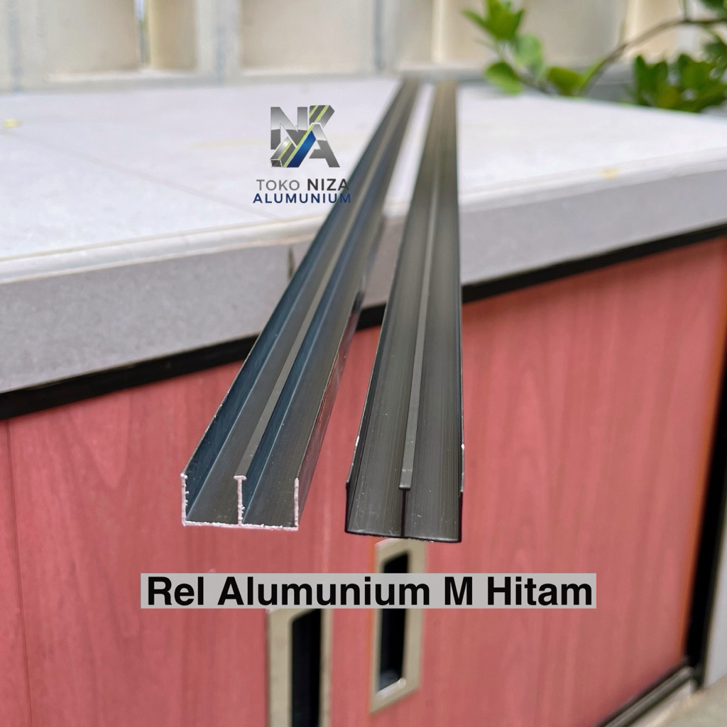 REL M ALUMUNIUM 2 JALUR WARNA HITAM REL KOLONG DAPUR/ETALASE