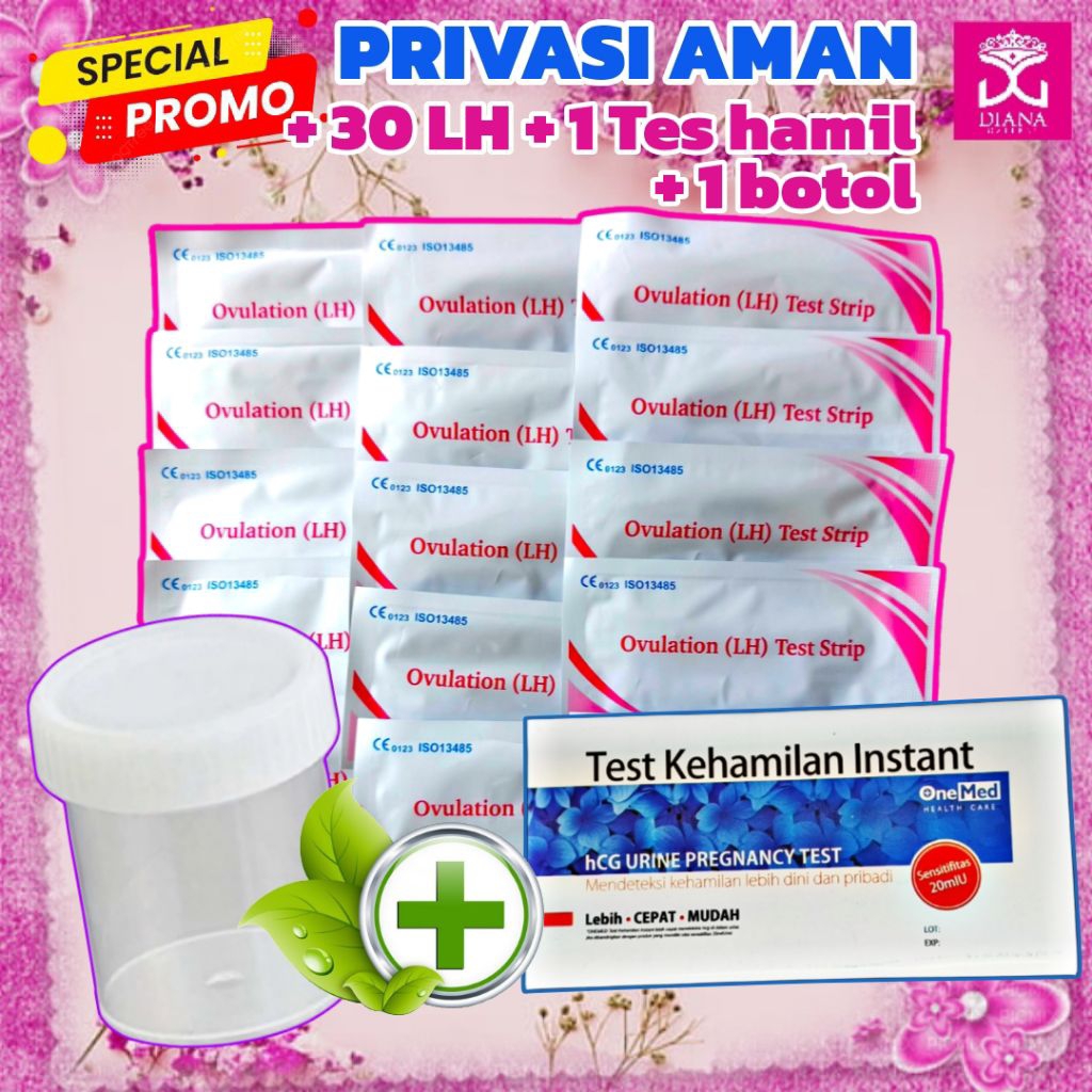 30 Pcs LH Ovulation Ovutest + 1 Tespek instan + 1 pot cup urine + box packing Tes hamil onemed
