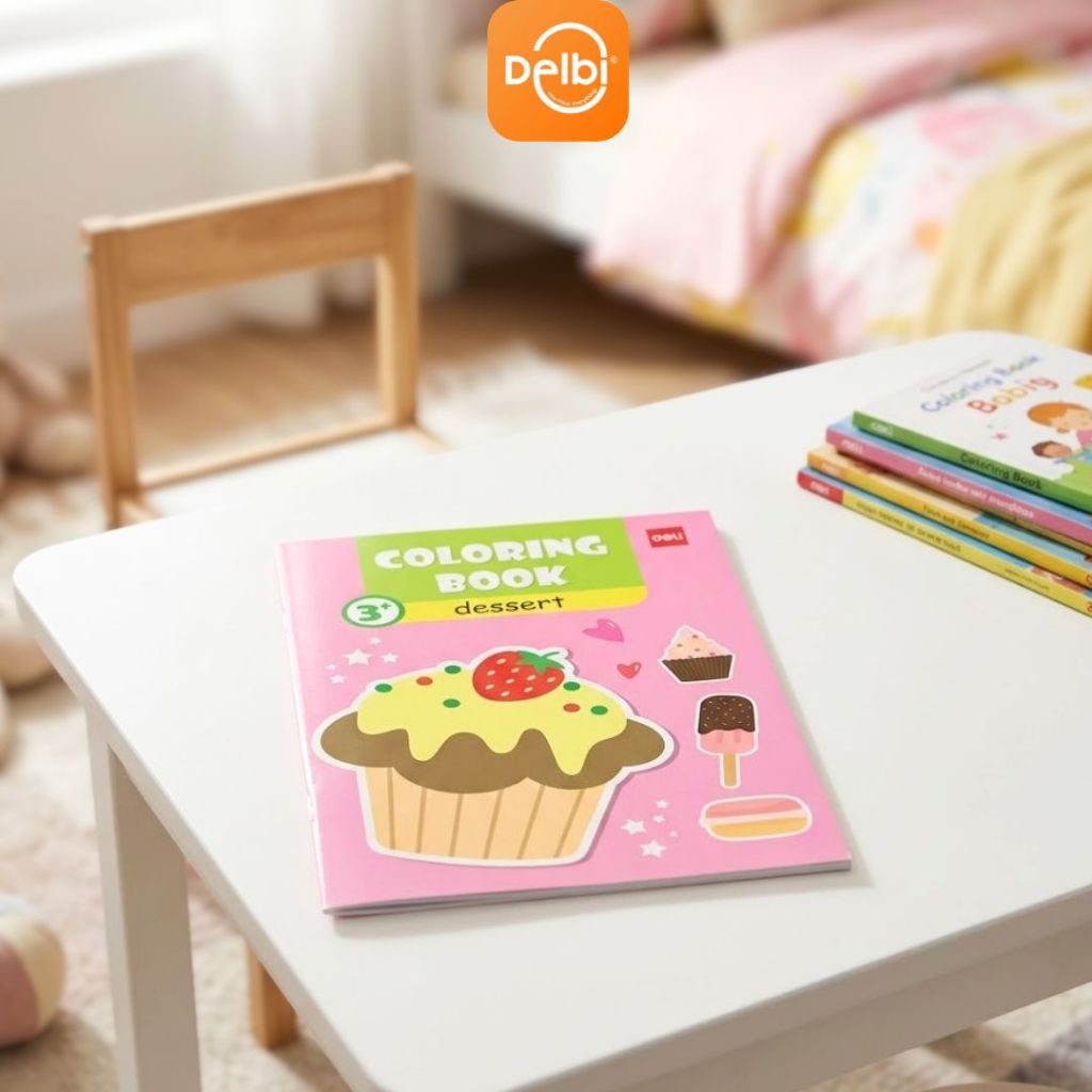 DELBIHOUSE  - N068 Deli Drawing Book Buku Mewarnai Edukasi Anak Motif Dessert Kertas Tebal Makanan M