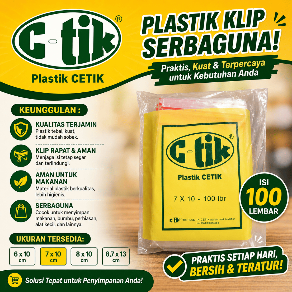 100 pcs Plastik Klip C-tik Ziplock Bening Transparan Aman untuk Makanan