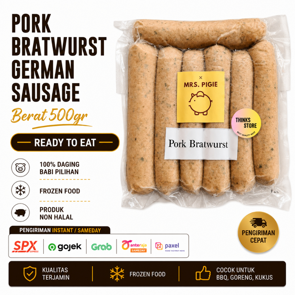 Pork Bratwurst German Sausage - Sosis Babi Premium