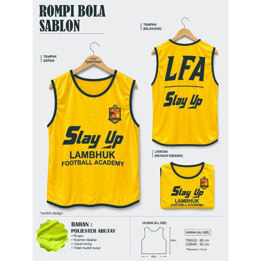 ROMPI BOLA FUTSAL SABLON PRINTING DEPAN BELAKANG