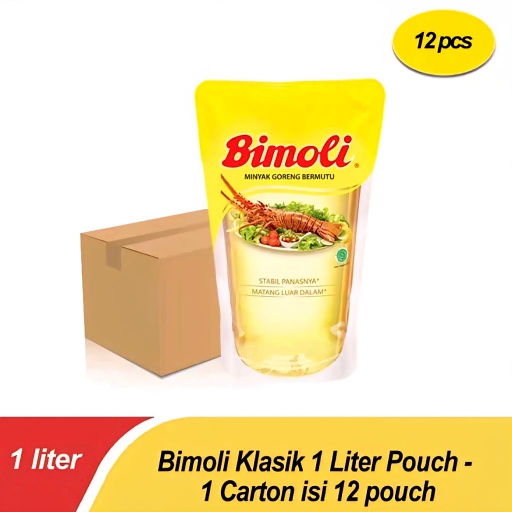 [1 DUS] 1 KARTON isi 12 Minyak Goreng BIMOLI 1L 1 Liter ORIGINAL - Pouch Praktis, Teknologi Minyak K
