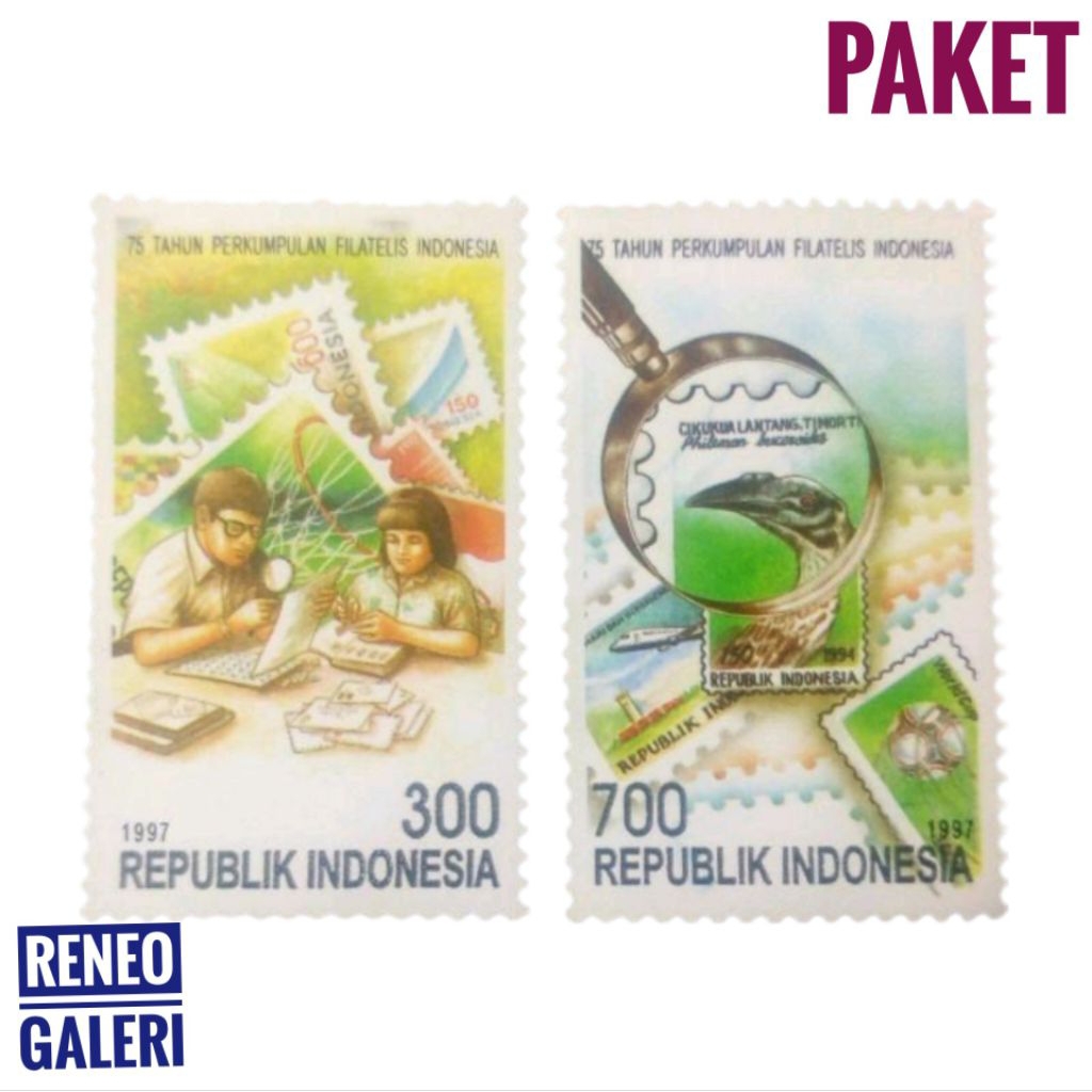 paket 2 variasi perangko seri 75 tahun perkumpulan filatelis Indonesia 1997 set lengkap perangko lam