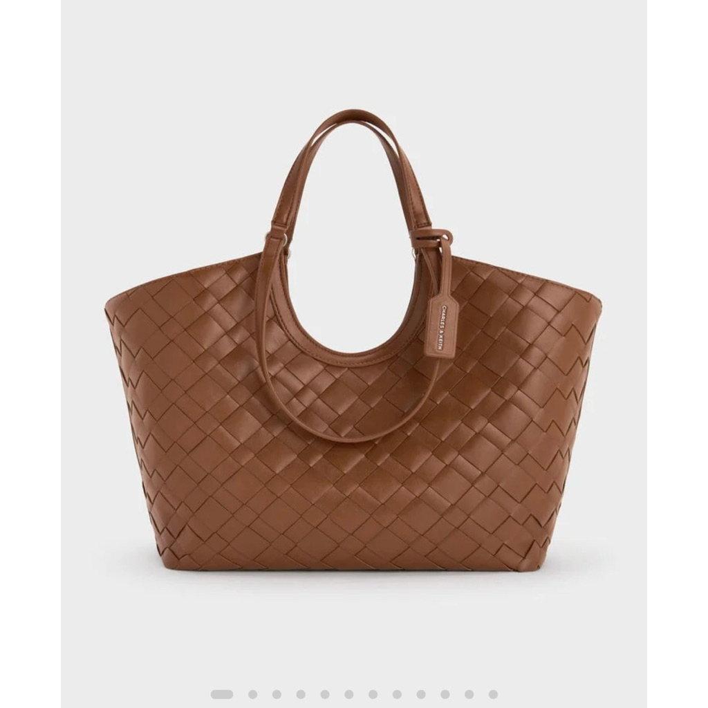 Charles and Keith Ivette Woven Tote Bag - Chocolate